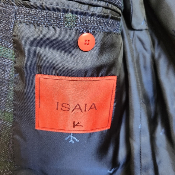 Isaia Sanita Winter Hopsack Men's Sport Coat Size IT 54 8R - Picture 2 of 11